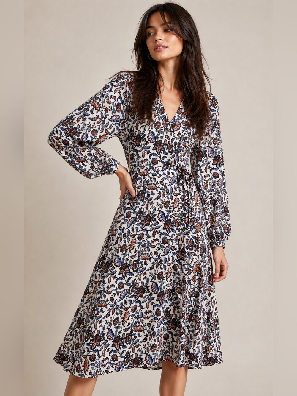 Velvet By Graham & Spencer Anthropologie Nadine‎ Floral Midi Wrap Dress NEW NWT